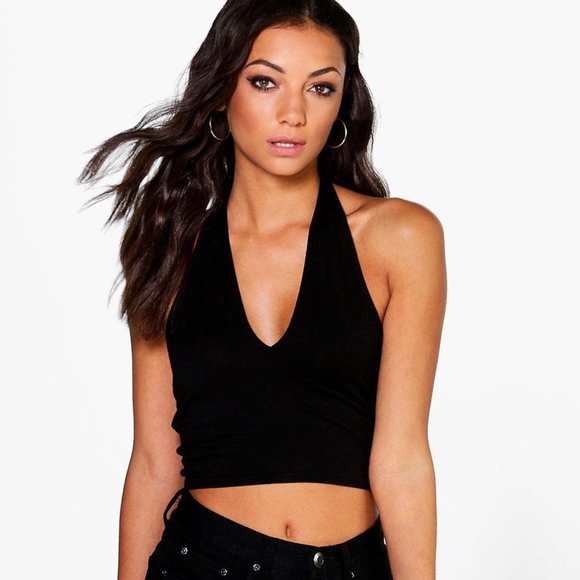 plunge halter neck top